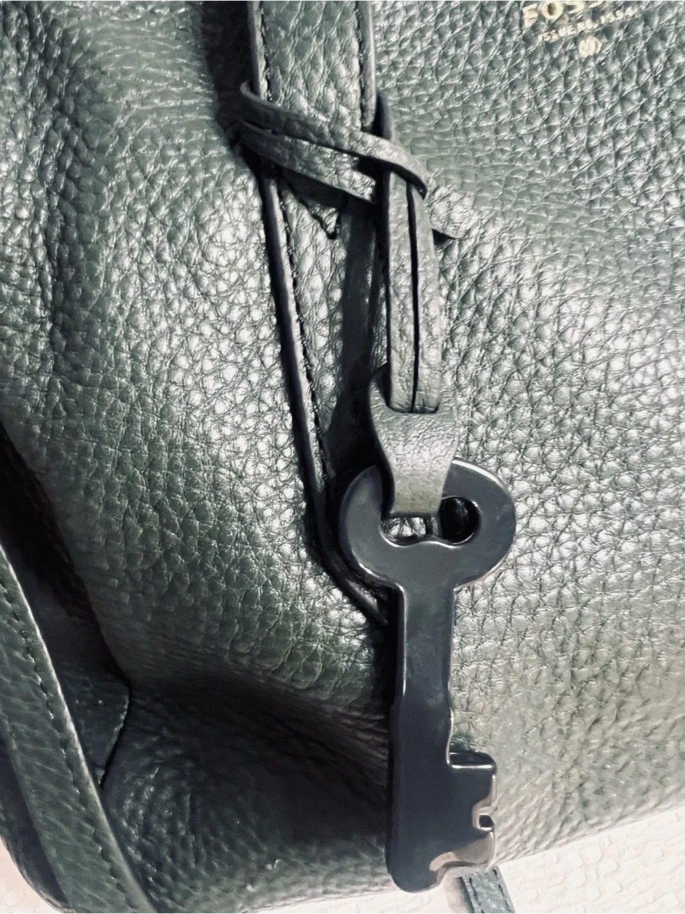 FOSSIL Sydney Satchel- Pine Green Shoulder Crossbody Handbag Keyfob
